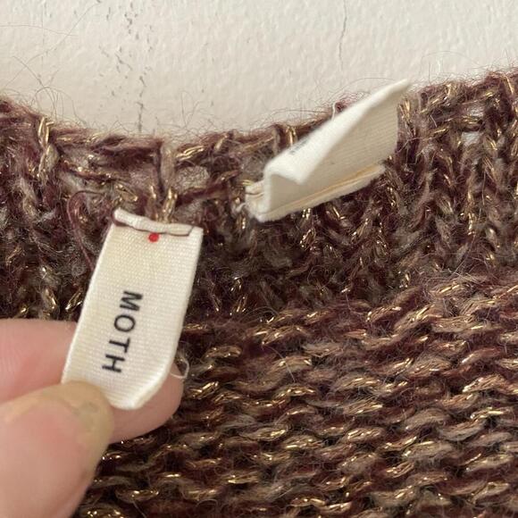 MOTH ANTHROPOLOGIE brown bronze gold knit sweater - Picture 4 of 7